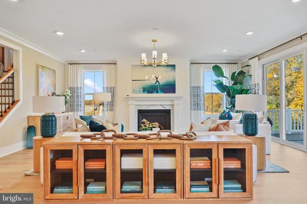 Chandelier, Fireplace, Interior, Living room, Recessed Lighting