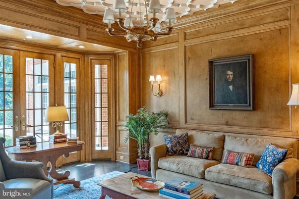 Chandelier, Interior, Living room, Recessed Lighting, Wood Texture Flooring, Wooden Walls