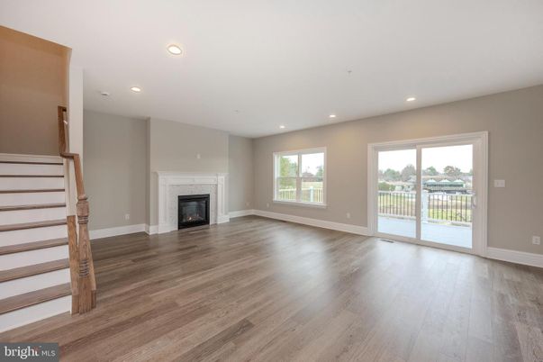 Empty room, Fireplace, Interior, Recessed Lighting, Wood Texture Flooring