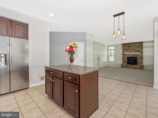 Fireplace, Interior, Kitchen, Pendant Lights, Recessed Lighting, Stainless Steel Appliances
