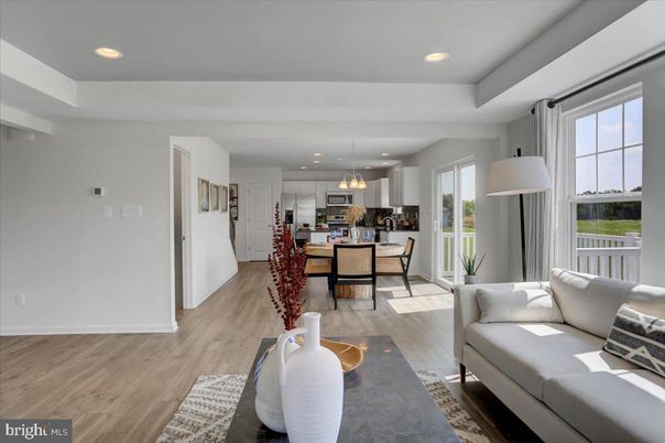 Dining room, Interior, Kitchen, Living room, Pendant Lights, Recessed Lighting, Stainless Steel Appliances, Wood Texture Flooring