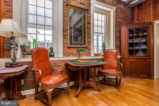 Home Office, Interior, Stone Walls, Wood Texture Flooring
