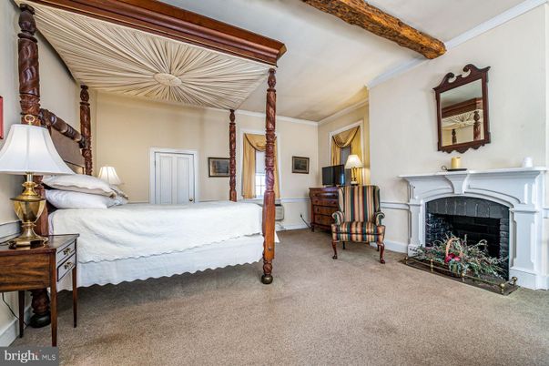 Bedroom, Fireplace, Interior, Wooden Beams