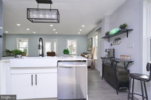 Interior, Kitchen, Recessed Lighting, Wood Texture Flooring