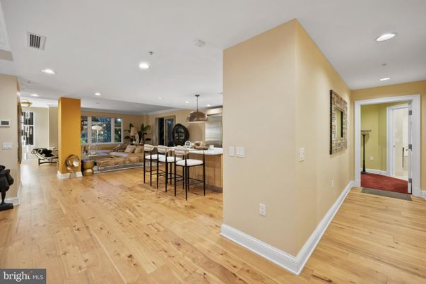 Interior, Kitchen, Living room, Pendant Lights, Recessed Lighting, Wood Texture Flooring