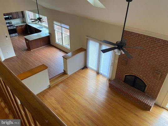 Fireplace, Interior, Kitchen, Stone Walls, Wood Texture Flooring