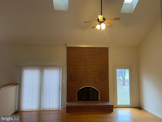 Empty room, Fireplace, Interior, Stone Walls, Wood Texture Flooring