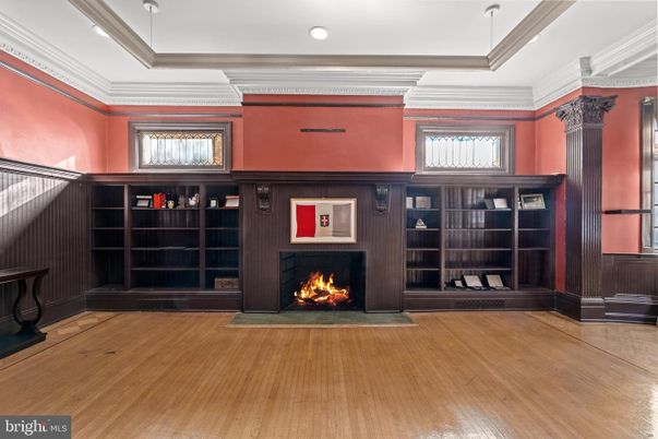Fireplace, Interior, Recessed Lighting, Wood Texture Flooring