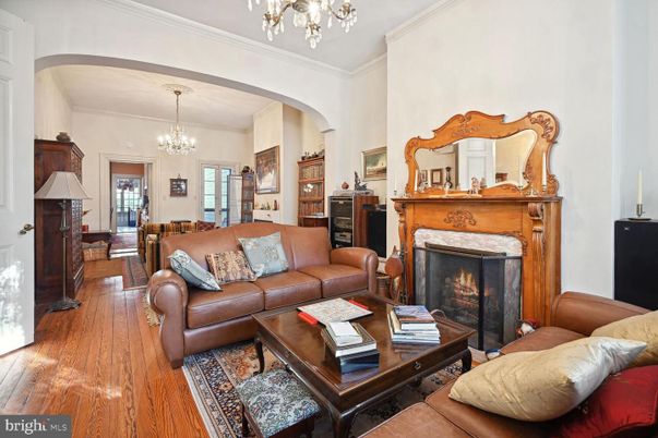 Chandelier, Fireplace, Interior, Living room, Wood Texture Flooring