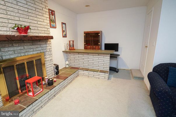 Fireplace, Interior, Recessed Lighting, Stone Walls