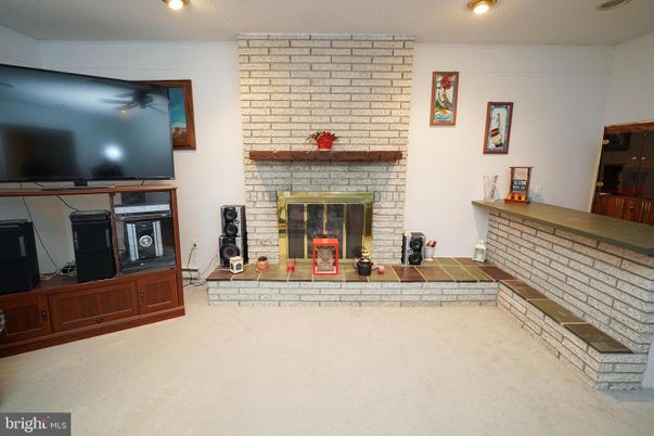 Fireplace, Interior, Recessed Lighting, Stone Walls