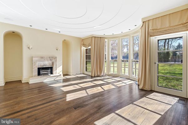 Empty room, Fireplace, Interior, Recessed Lighting, Wood Texture Flooring