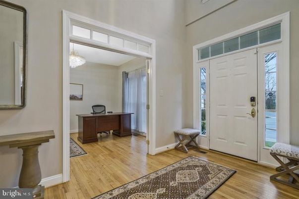 Chandelier, Home Office, Interior, Wood Texture Flooring