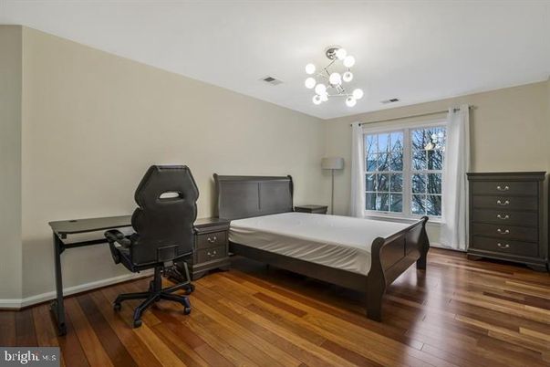 Bedroom, Home Office, Interior, Pendant Lights, Wood Texture Flooring