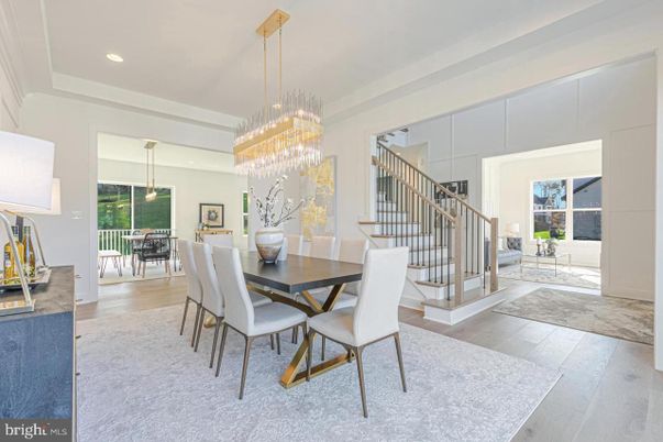Chandelier, Dining room, Interior, Pendant Lights, Recessed Lighting, Wood Texture Flooring