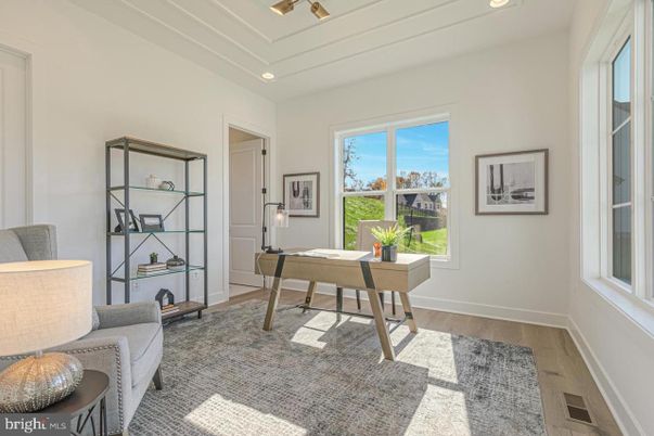 Home Office, Interior, Recessed Lighting, Wood Texture Flooring