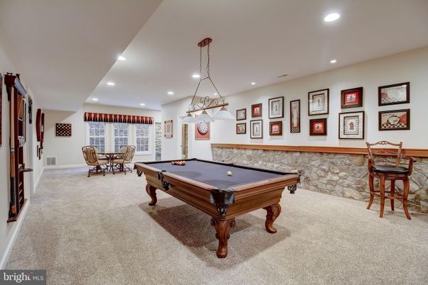 Billiard Table, Chandelier, Game Room, Interior, Pendant Lights, Recessed Lighting
