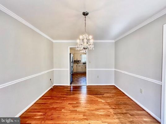Chandelier, Empty room, Interior, Kitchen, Wood Texture Flooring