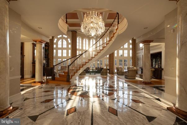 Chandelier, Interior, Marble, Recessed Lighting