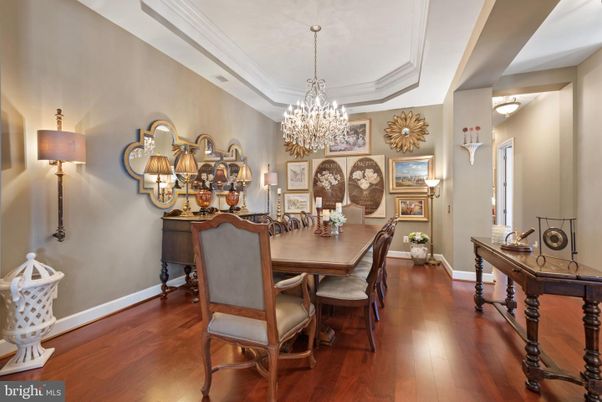 Chandelier, Dining room, Interior, Wood Texture Flooring