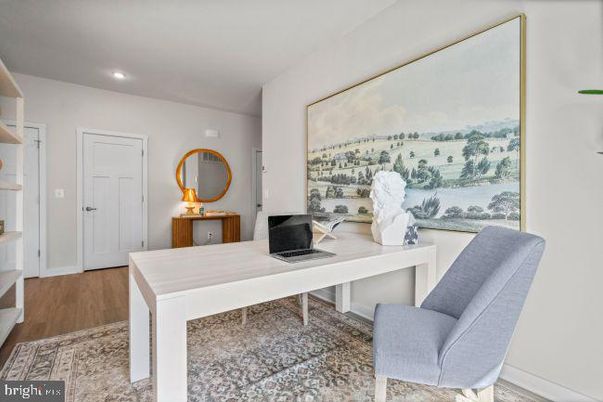 Home Office, Interior, Recessed Lighting, Wood Texture Flooring