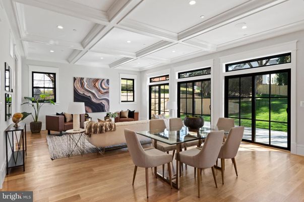 Dining room, Interior, Living room, Recessed Lighting, Wood Texture Flooring