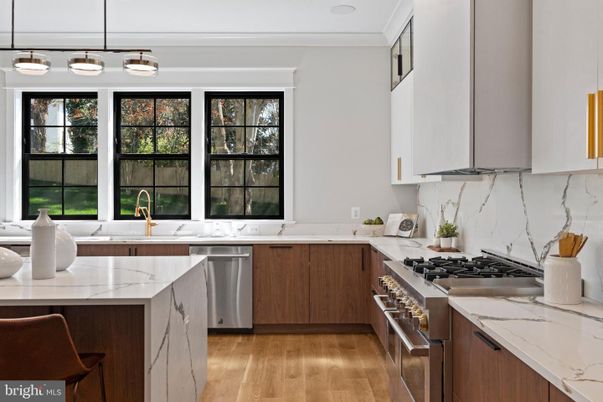 Interior, Kitchen, Pendant Lights, Stainless Steel Appliances, Wood Texture Flooring