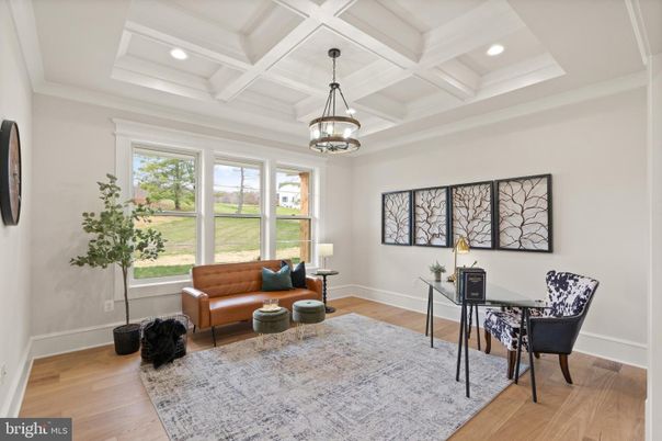 Home Office, Interior, Pendant Lights, Recessed Lighting, Wood Texture Flooring