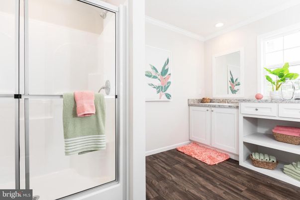 Bathroom, Interior, Recessed Lighting, Wood Texture Flooring