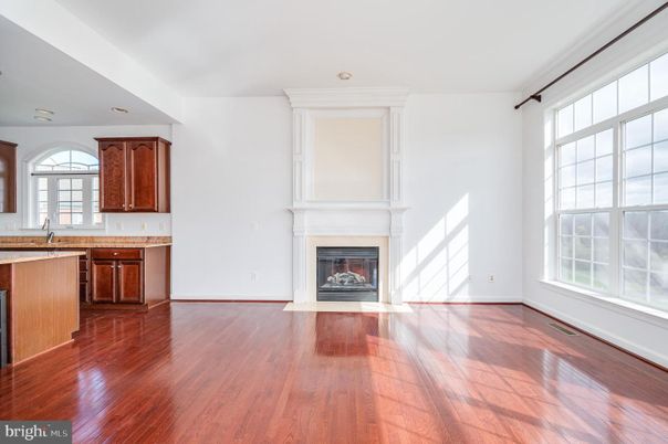 Empty room, Fireplace, Interior, Recessed Lighting, Wood Texture Flooring