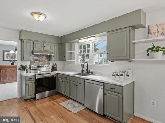 Interior, Kitchen, Stainless Steel Appliances, Wood Texture Flooring