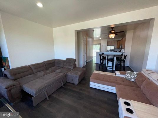 Dining room, Interior, Kitchen, Living room, Recessed Lighting, Wood Texture Flooring