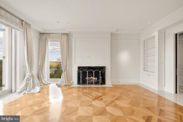 Empty room, Fireplace, Interior, Recessed Lighting, Wood Texture Flooring