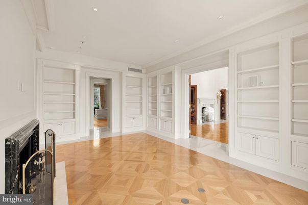 Empty room, Fireplace, Interior, Recessed Lighting, Wood Texture Flooring