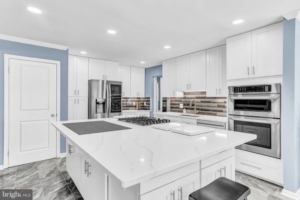 Interior, Kitchen, Marble, Recessed Lighting, Stainless Steel Appliances