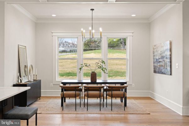 Chandelier, Dining room, Interior, Pendant Lights, Recessed Lighting, Wood Texture Flooring