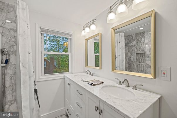 Bathroom, Dual Sink Vanities, Interior, Marble Walls