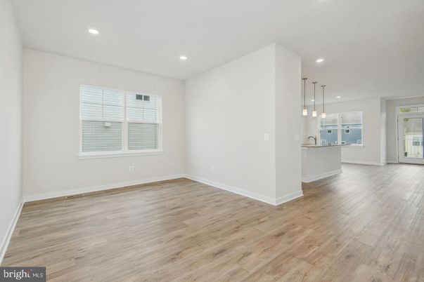Empty room, Interior, Pendant Lights, Recessed Lighting, Wood Texture Flooring