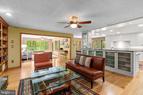 Dining room, Interior, Kitchen, Living room, Recessed Lighting, Stainless Steel Appliances, Wood Texture Flooring