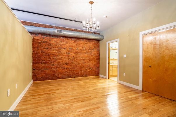 Chandelier, Empty room, Interior, Stone Walls, Wood Texture Flooring