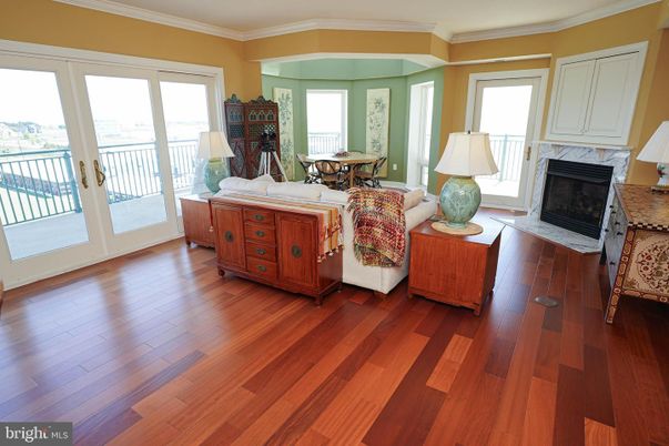 Dining room, Fireplace, Interior, Living room, Wood Texture Flooring