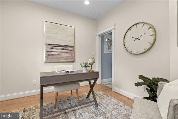 Home Office, Interior, Recessed Lighting, Wood Texture Flooring