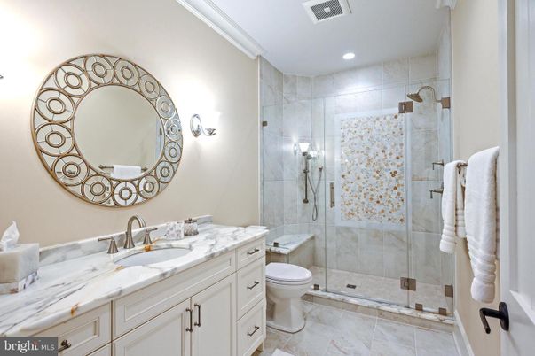 Bathroom, Dual Sink Vanities, Glass Shower, Interior, Recessed Lighting