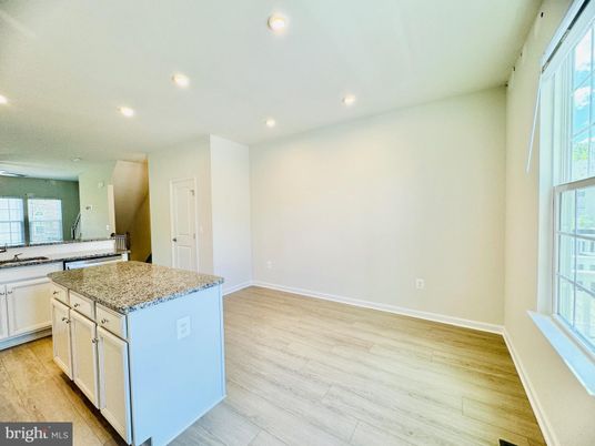 Empty room, Interior, Kitchen, Recessed Lighting, Wood Texture Flooring
