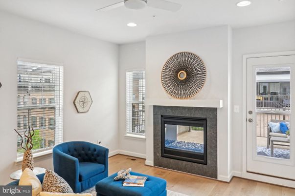 Fireplace, Interior, Recessed Lighting, Wood Texture Flooring
