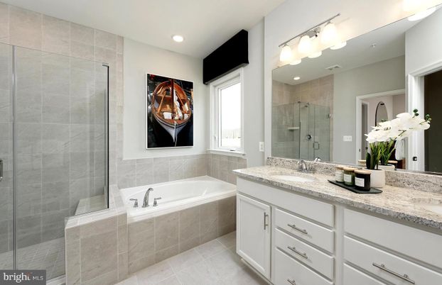 Bathroom, Dual Sink Vanities, Glass Shower, Interior, Recessed Lighting