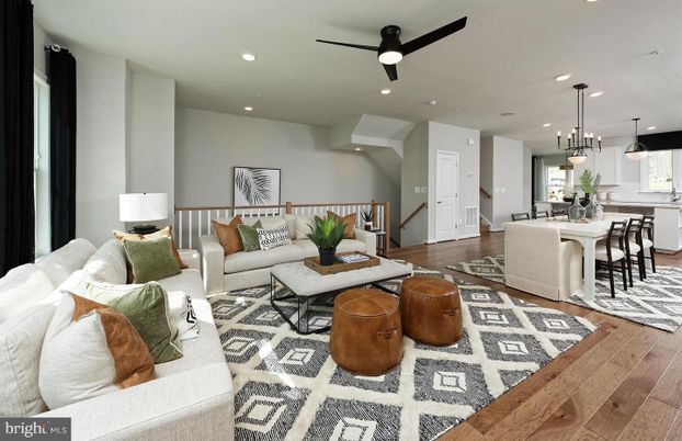 Dining room, Interior, Kitchen, Living room, Pendant Lights, Recessed Lighting, Wood Texture Flooring