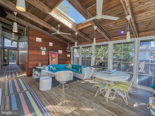 Dining room, Interior, Living room, Pendant Lights, Sun Room, Wooden Beams, Wooden Ceilings, Wood Texture Flooring, Wooden Walls