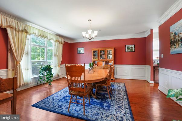 Chandelier, Dining room, Interior, Wood Texture Flooring