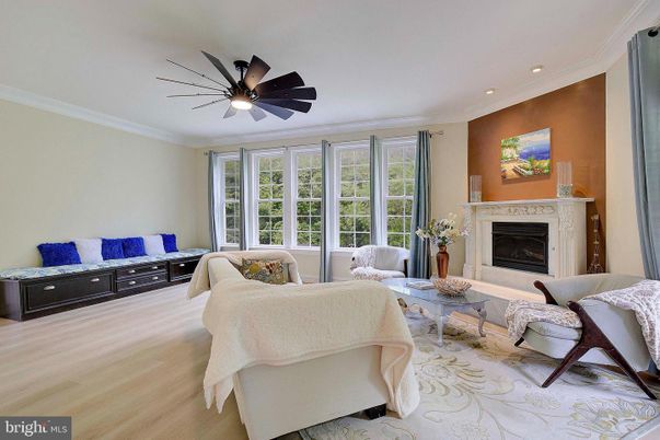 Bedroom, Fireplace, Interior, Living room, Recessed Lighting, Wood Texture Flooring